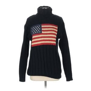 VTG Ralph Lauren Cotton Turtleneck American Flag Sweater L